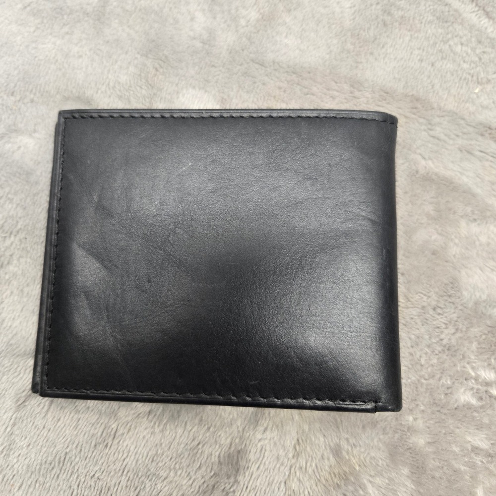Nautica Mens Bifold Wallet Black Leather Tan Interior Card Slots Classic Slim